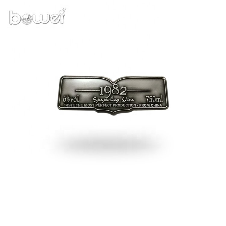 Custom 3D Embossed Handmade Metallic Label Print Red Wine Metal Waterproof Aluminum OEM Waterproof Sticker Adhesive Sticker