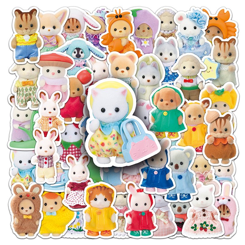 51Pcs Factory Hot Sale Kawaii Car Sticker Waterproof Vinyl Cartoon Calico Cotton Doll Sticker