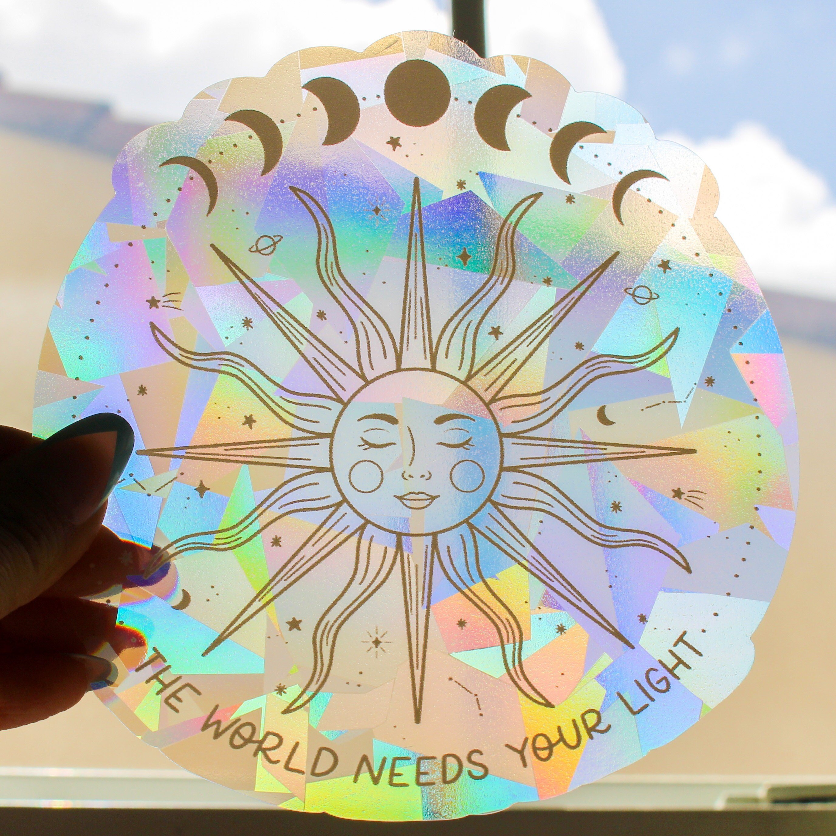 Custom Sun Catcher Stickers The World Needs Your Light Suncatcher Rainbow Maker Sun Decor Car Window Decal Suncatcher Sticker