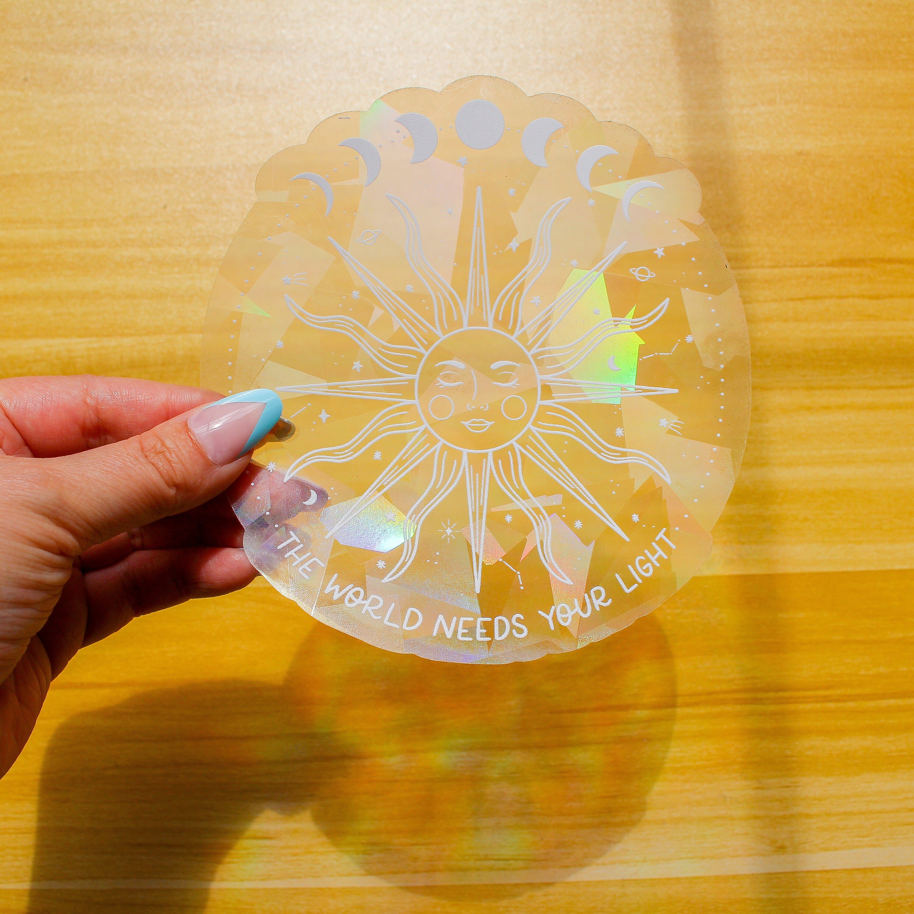 Custom Sun Catcher Stickers The World Needs Your Light Suncatcher Rainbow Maker Sun Decor Car Window Decal Suncatcher Sticker