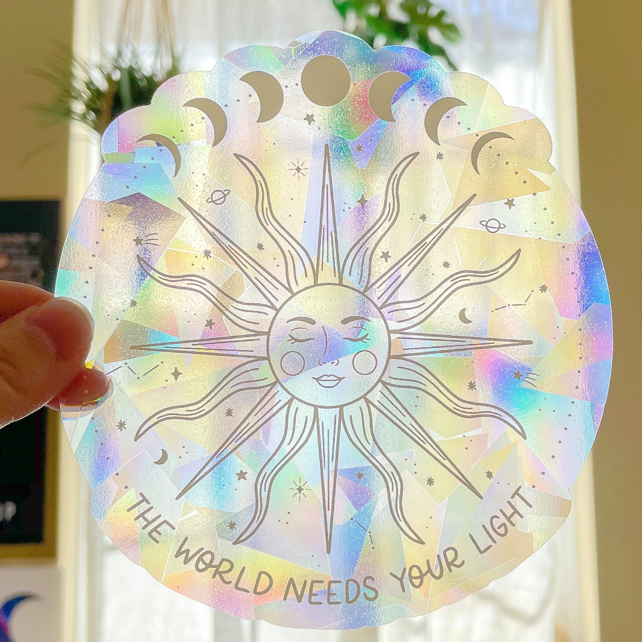 Custom Sun Catcher Stickers The World Needs Your Light Suncatcher Rainbow Maker Sun Decor Car Window Decal Suncatcher Sticker