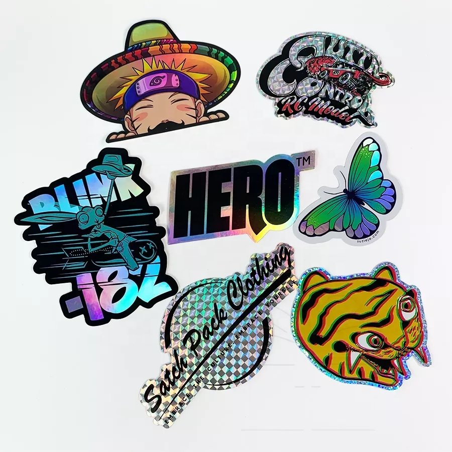 UV Resistant Custom Die Cut Logo Reflective Effect Rainbow Glitter Hologram Holographic Sticker
