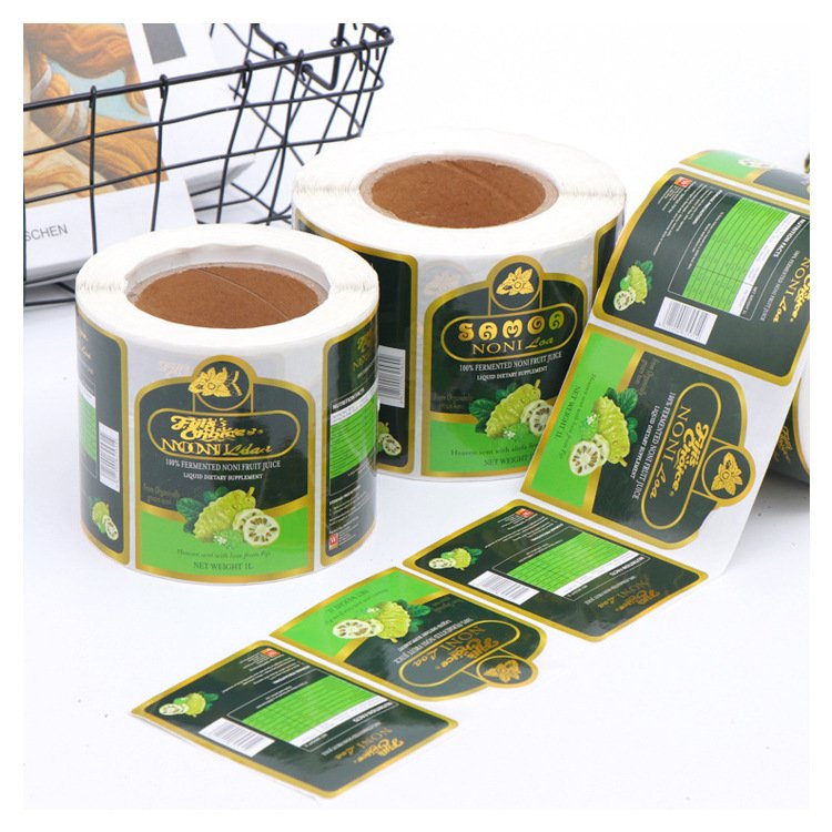 Glossy or matt Finishing White Custom logo Label printing Roll decorative Black Label stickers for food or beverage