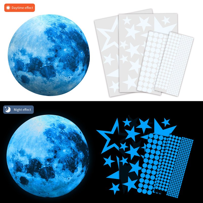 Children wall painting sticker glow in the dark blue effect luminous stars wall sticker fluoriscent