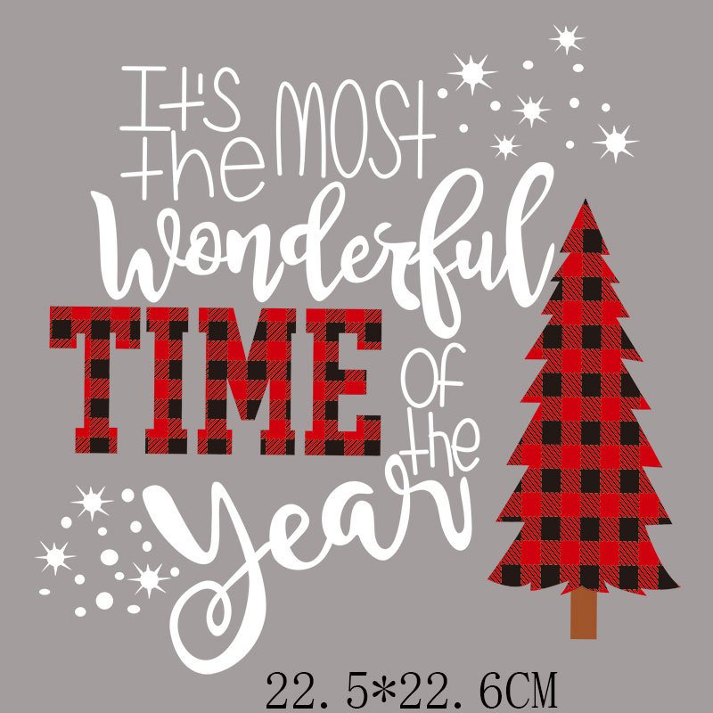 Christmas Day Iron-On Parches Heat Transfer Sticker For Clothing Patches DIY Washable T-Shirts Thermo Sticker Applique