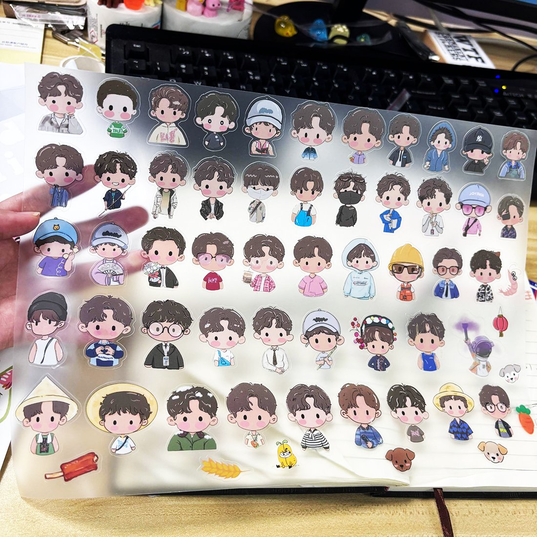 Most Popular cute clear stickers sheet custom waterproof vinyl transparent stickers Adhesive kiss cut cartoon sticker sheets