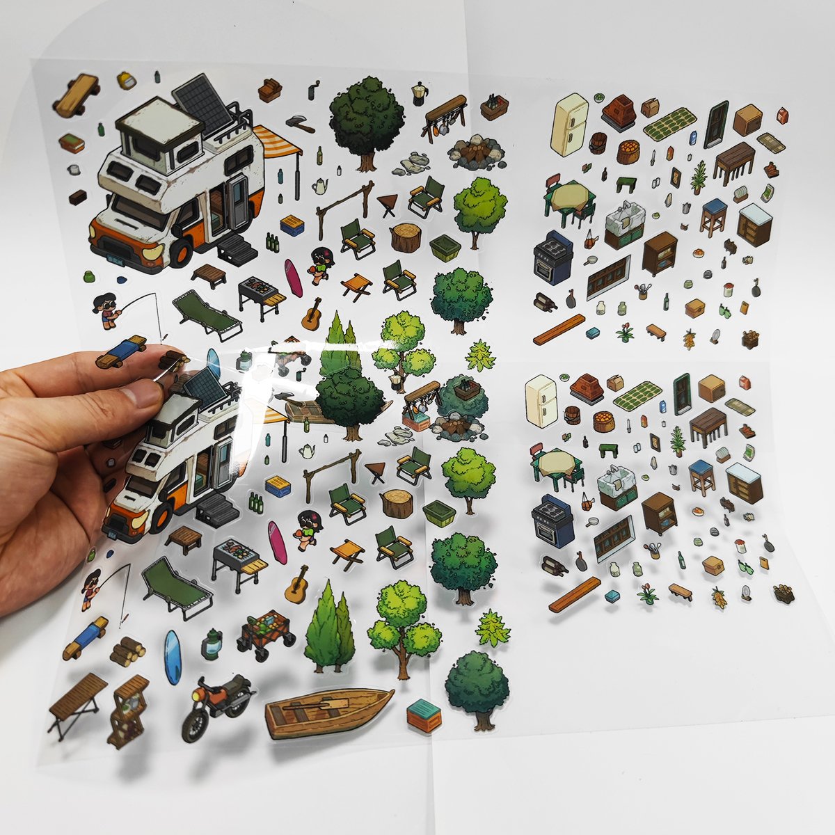 Most Popular cute clear stickers sheet custom waterproof vinyl transparent stickers Adhesive kiss cut cartoon sticker sheets