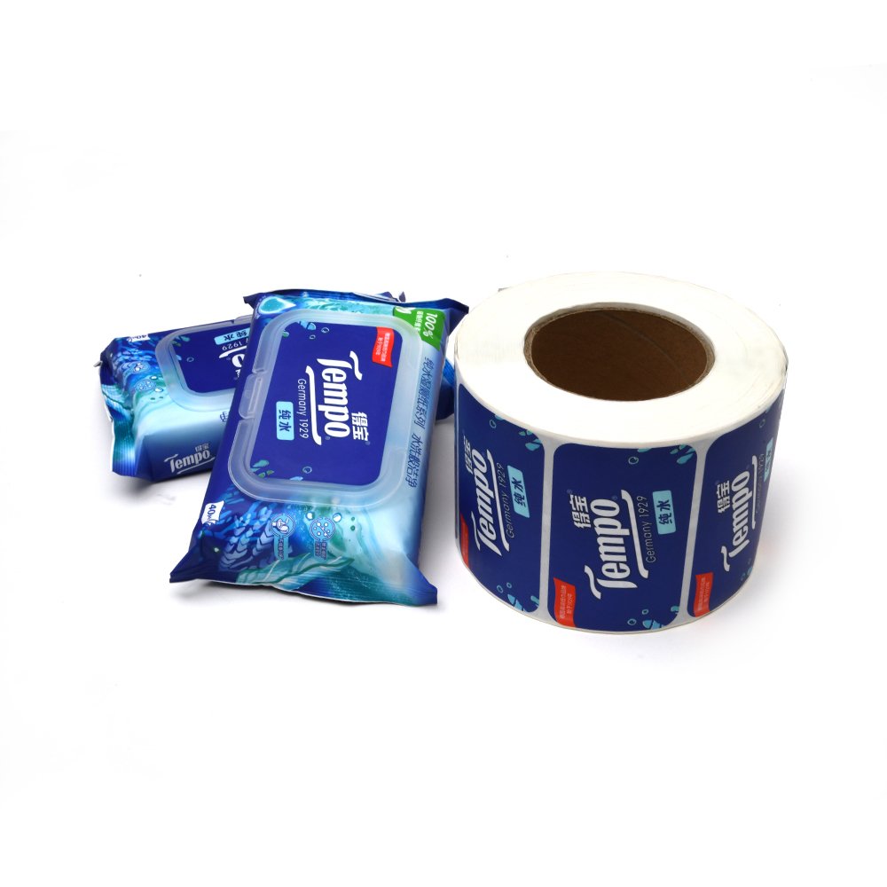 Custom Waterproof Vinyl paper Printing packaging Wet Tissue labels Die Cut Wet Tissue Stickers