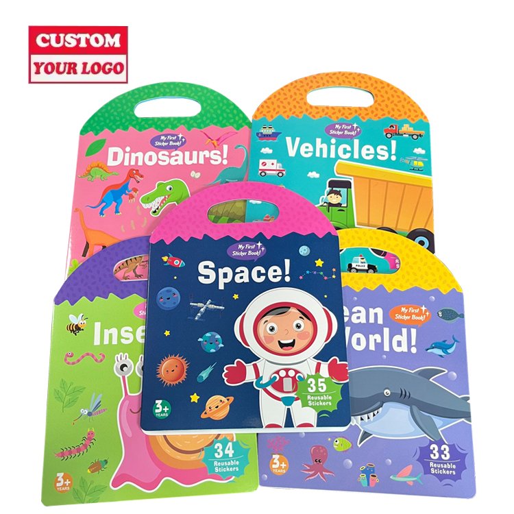 Custom Pattern Wholesale Hot Sale Cute Theme TPE Jelly Reusable DIY Sticker Books Pack For Kids Education