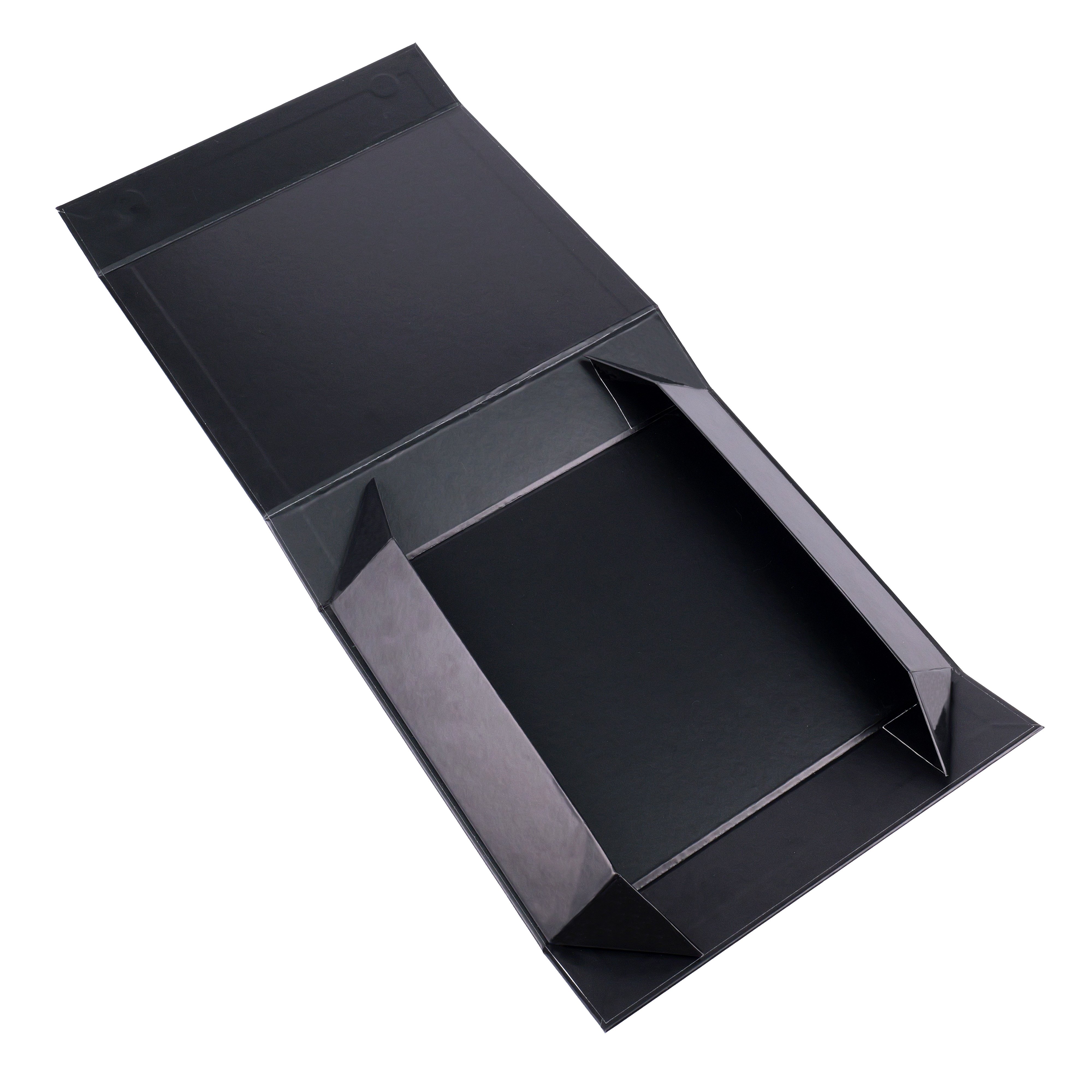 Custom printed black box packaging for magnetic paper foldable jewelry gift box with lid