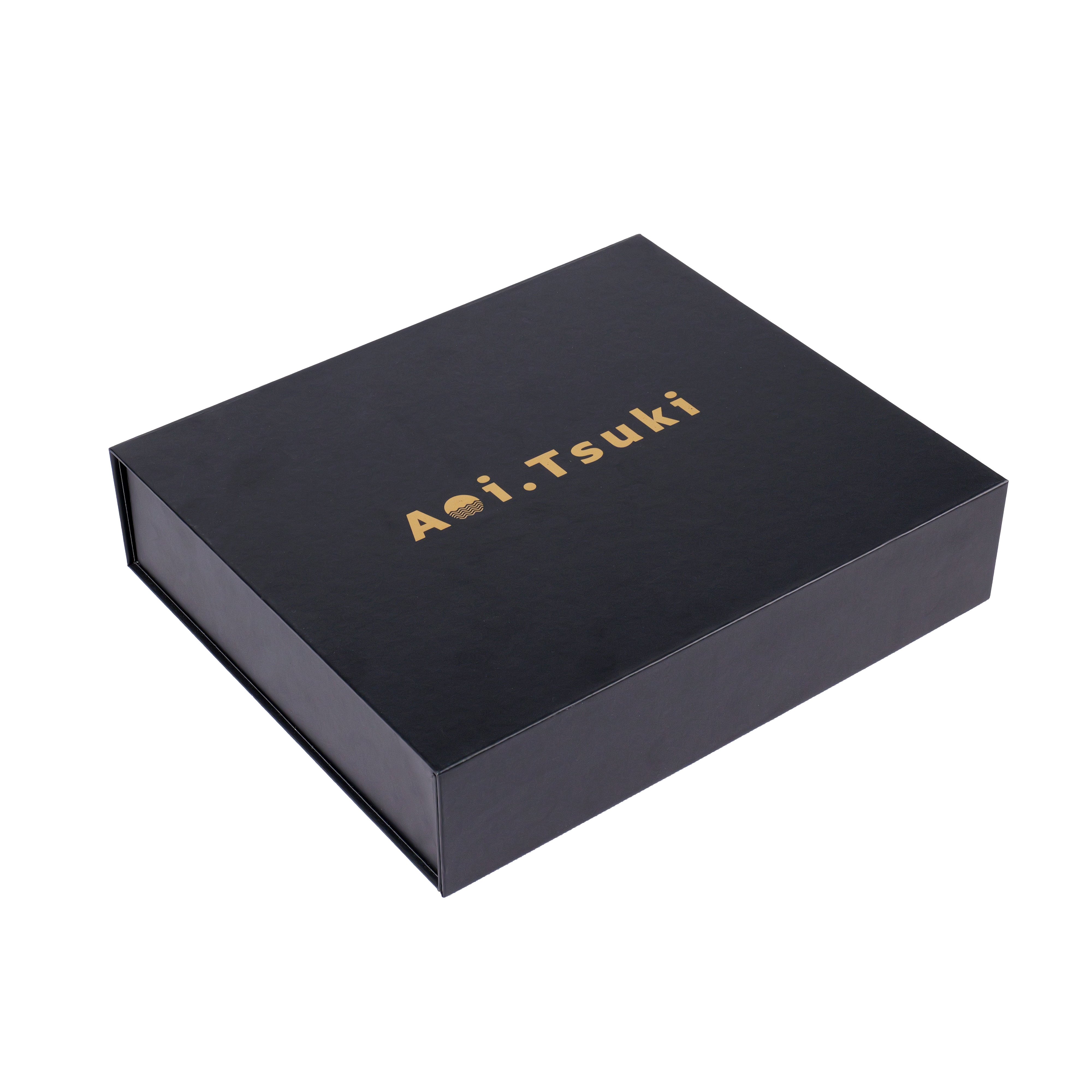 Custom printed black box packaging for magnetic paper foldable jewelry gift box with lid