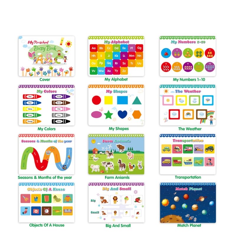 Custom Sticker Book printing for Kids Preschool Activity Binder 11 Themes Educational Learning Book Reusable Sticker Book