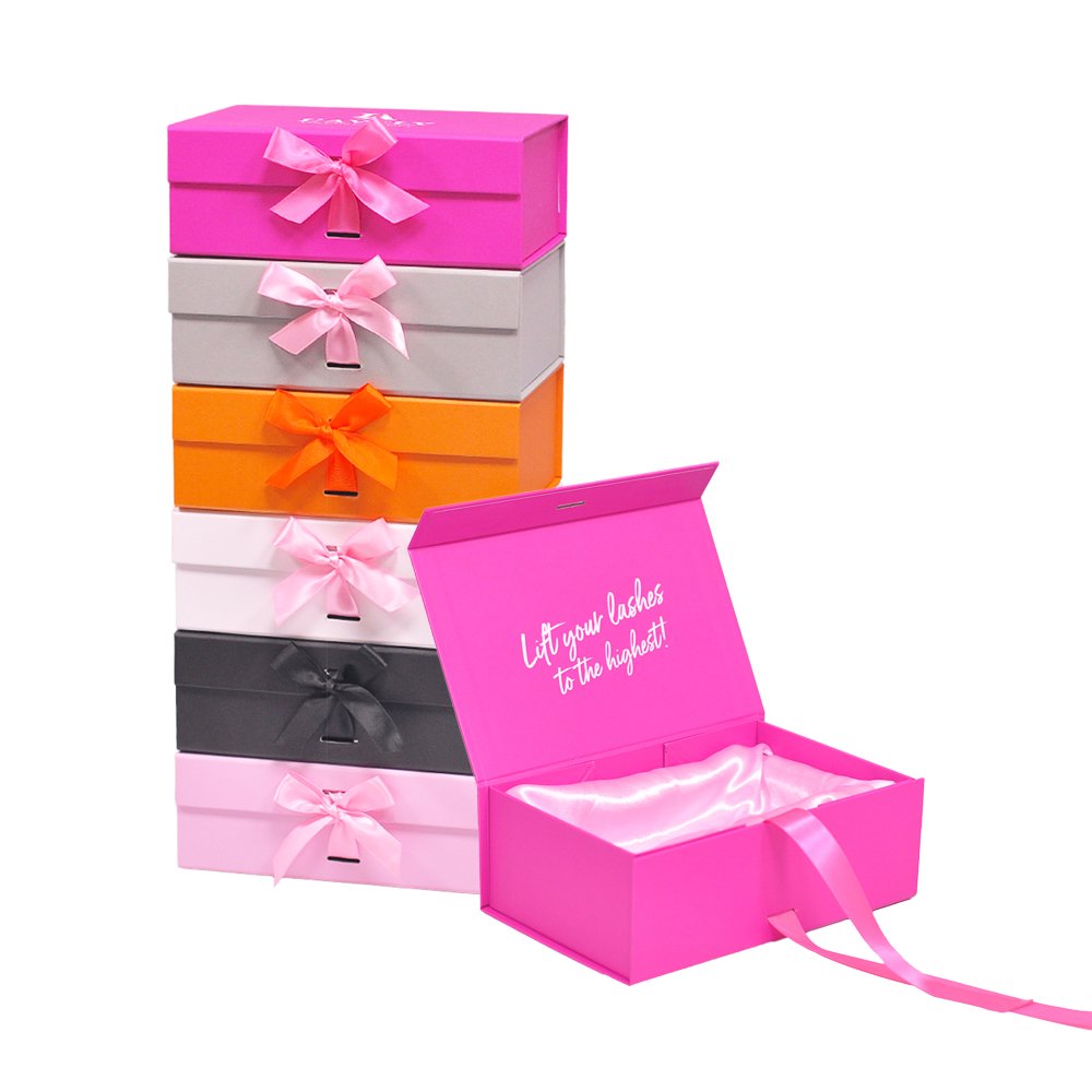 Luxury bridesmaid paper box folding wedding gift box cardboard shipping custom printed magnetic lid ribbon packaging gift box