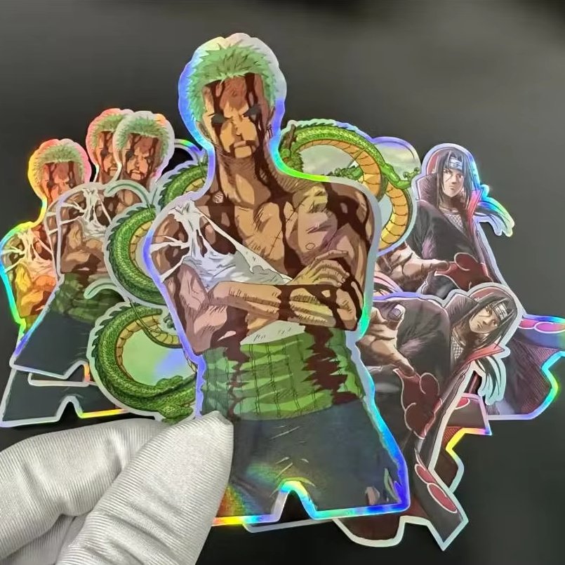 holographic die cut sticker custom Rainbow cartoon Die Cut waterproof Hologram sticker anime decorative stickers