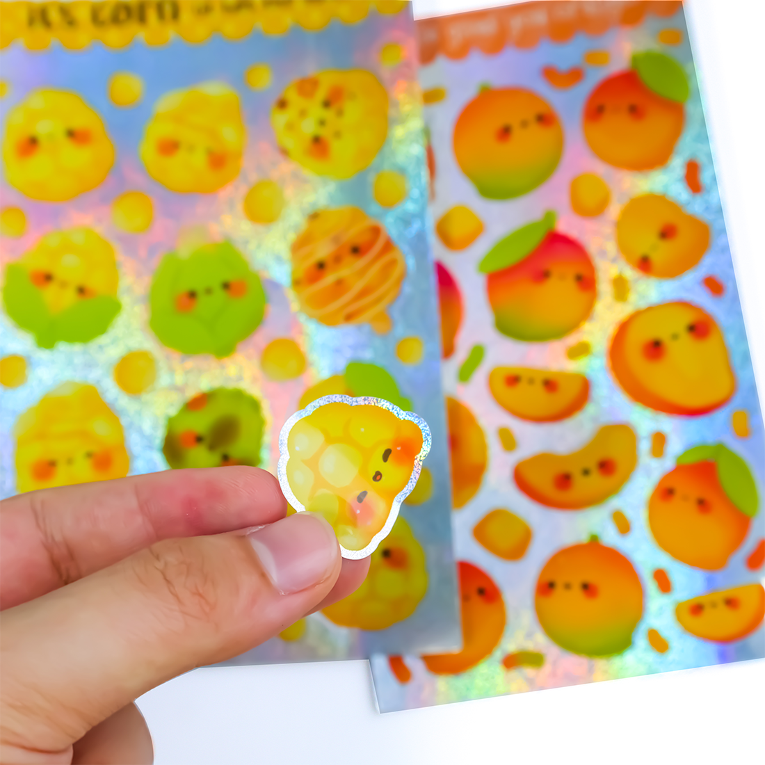 Custom Cartoon Stickers Custom Printed Kiss Cut Transparent Vinyl Stickers Self-Adhesive Waterproof Holographic Effect