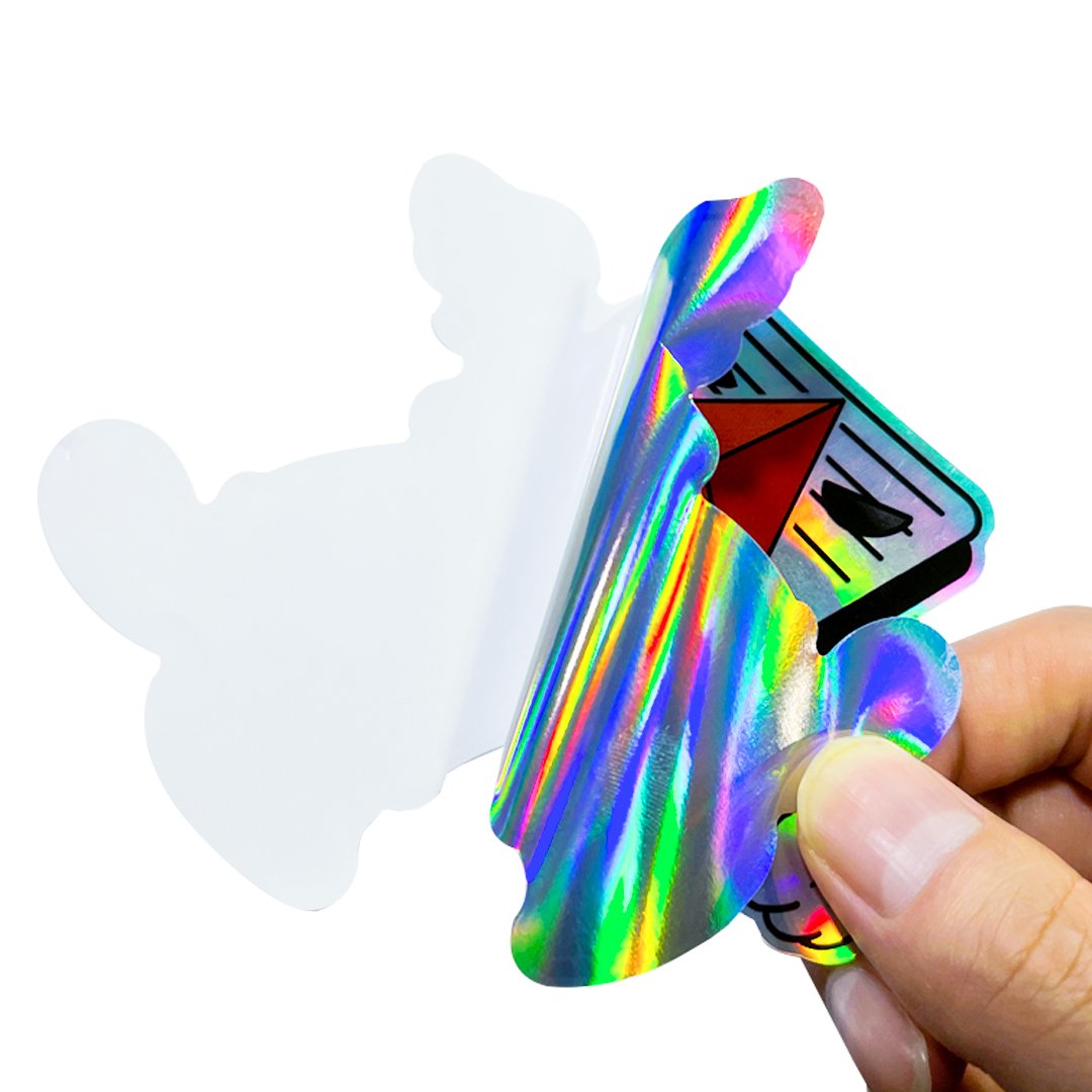 UV Resist Waterproof Shiny Silver Laser Hologram Sticker Label Custom Logo Die Cut Glitter Holographic Sticker Label
