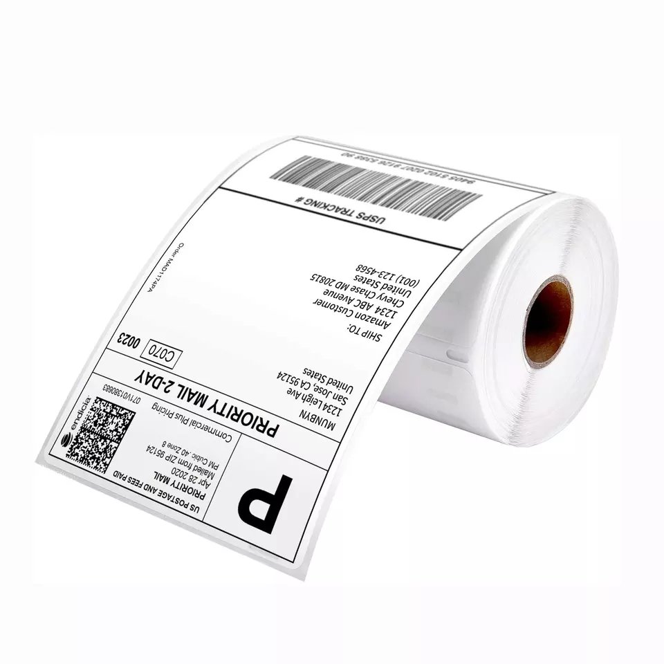 Factory Wholesale 100*150mm Waterproof Adhesive Paper Stickers Roll Printer Labels Roll Thermal 4x6 Shipping Labels