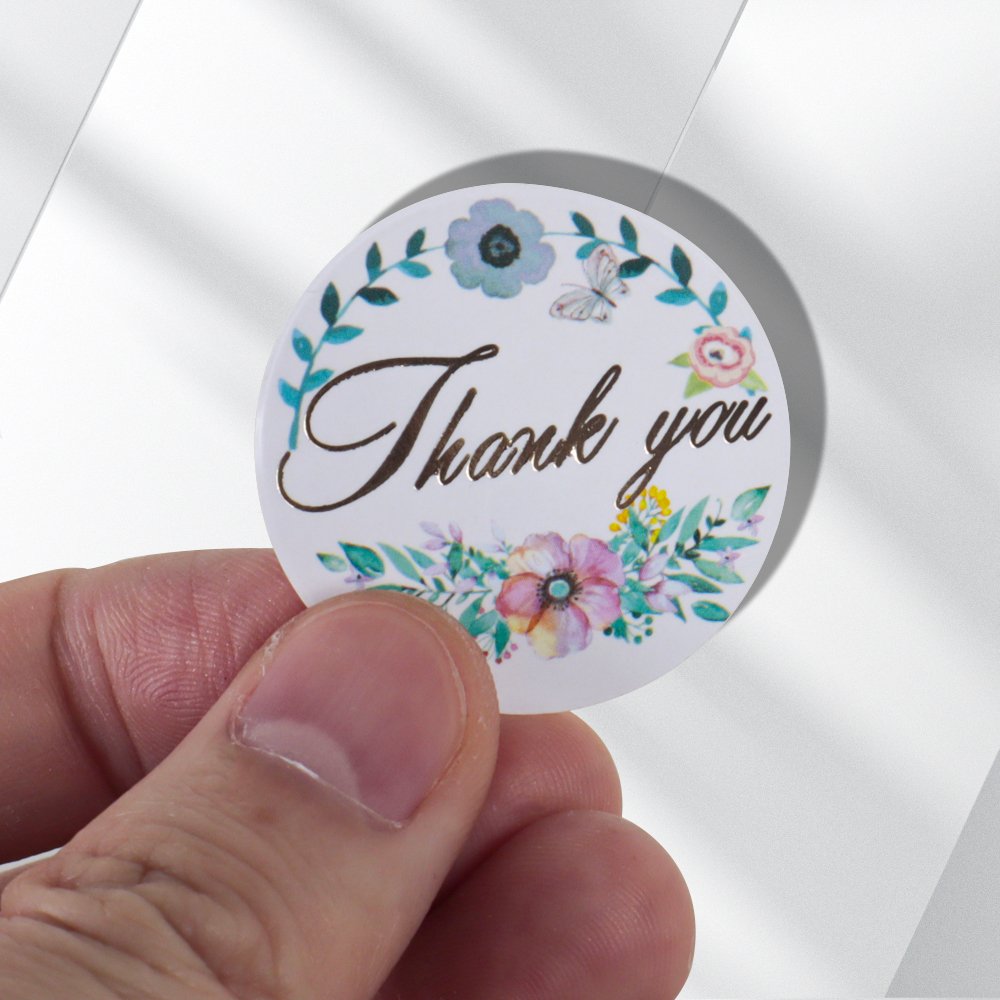 Custom Logo vinyl matte self-adhesive label Thank You epoxy transfer security Sticker