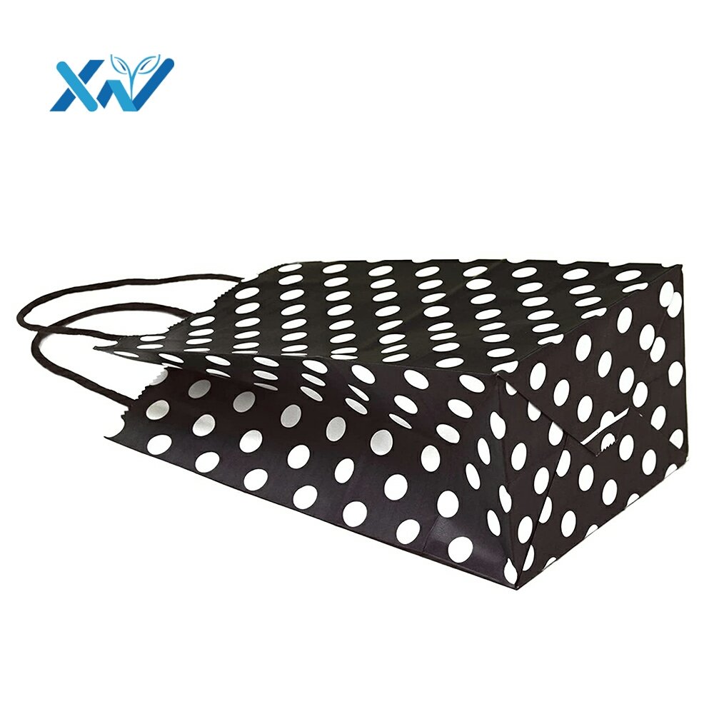 Customized full Printed Retail Eco friendly Clothing Shopping black kraft paper bag with handle for Restaurant