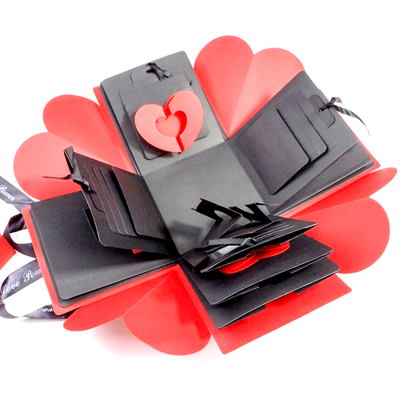 Deluxe explosion launch gift box Valentine's Day gift love bow box black cardboard box