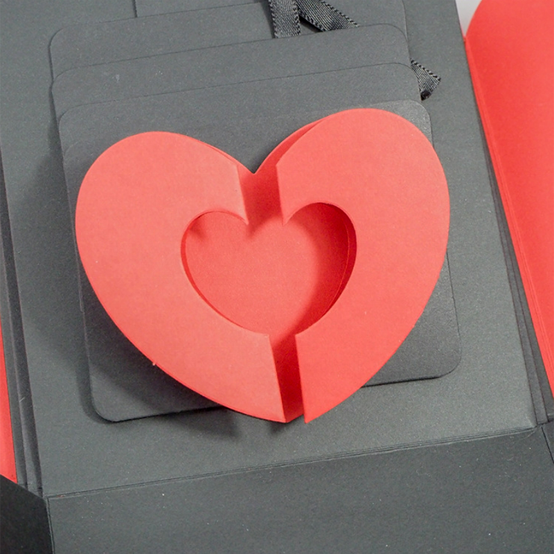 Deluxe explosion launch gift box Valentine's Day gift love bow box black cardboard box