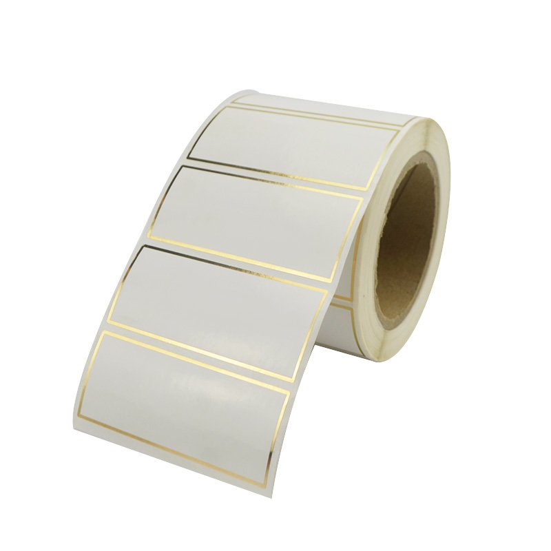 Wholesale custom roll thermal transfer foil hot stamping square rectangle gloss art coated paper label sticker