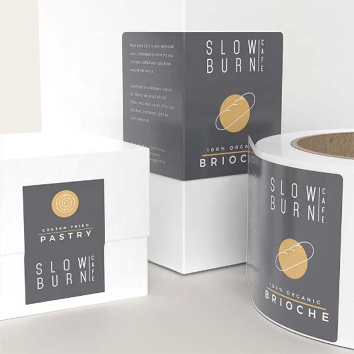 customized waterproof matte roll sticky self adhesive labels etiquette shipping box packaging security seal thank you stickers