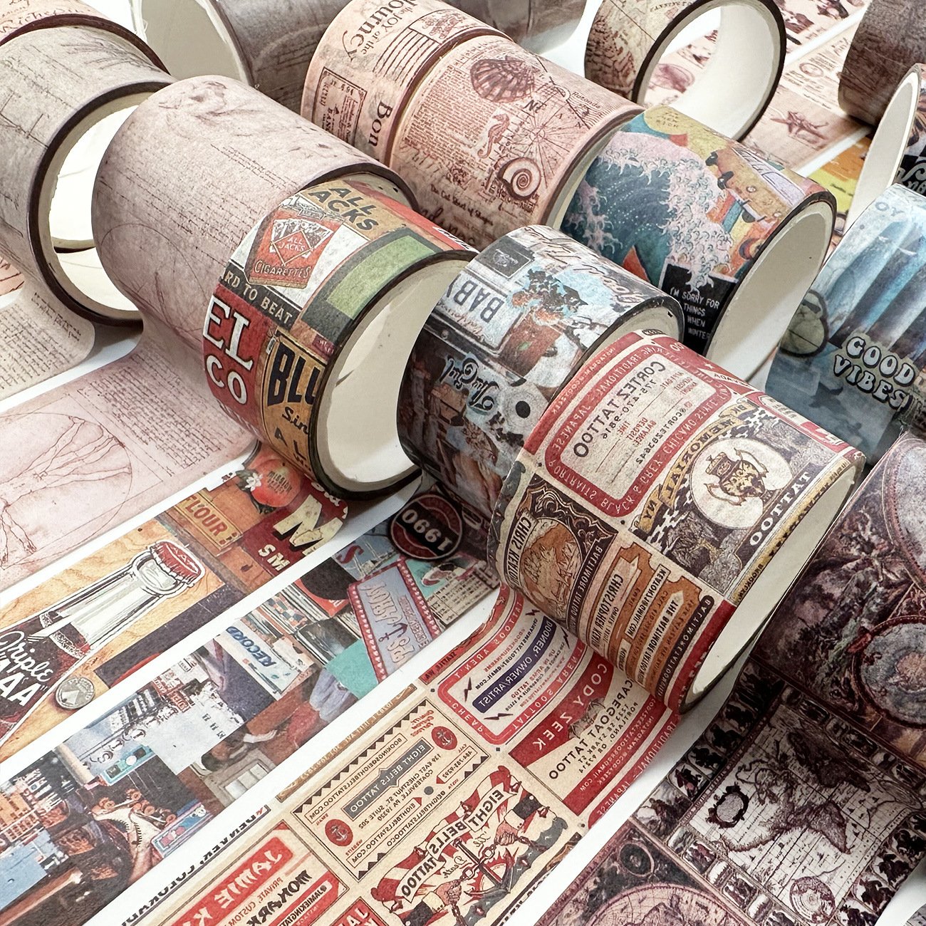 Cute retro style and paper tape creative hand account DIY decorative washi tape material tape sticker 4 rolls