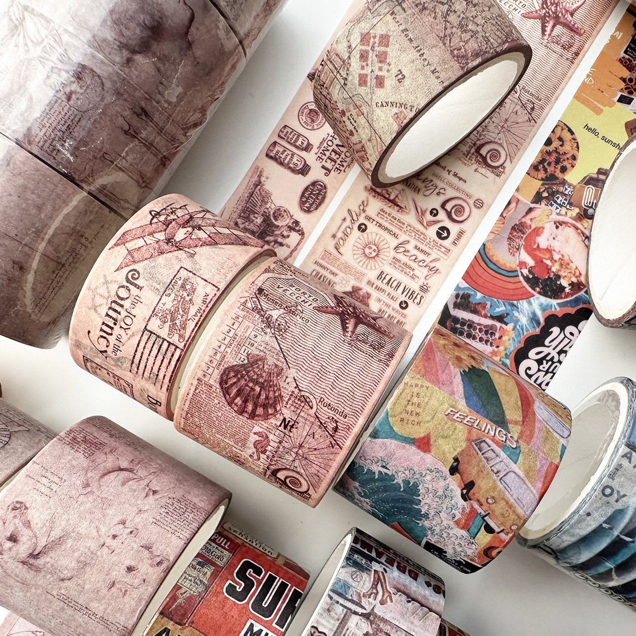 Cute retro style and paper tape creative hand account DIY decorative washi tape material tape sticker 4 rolls