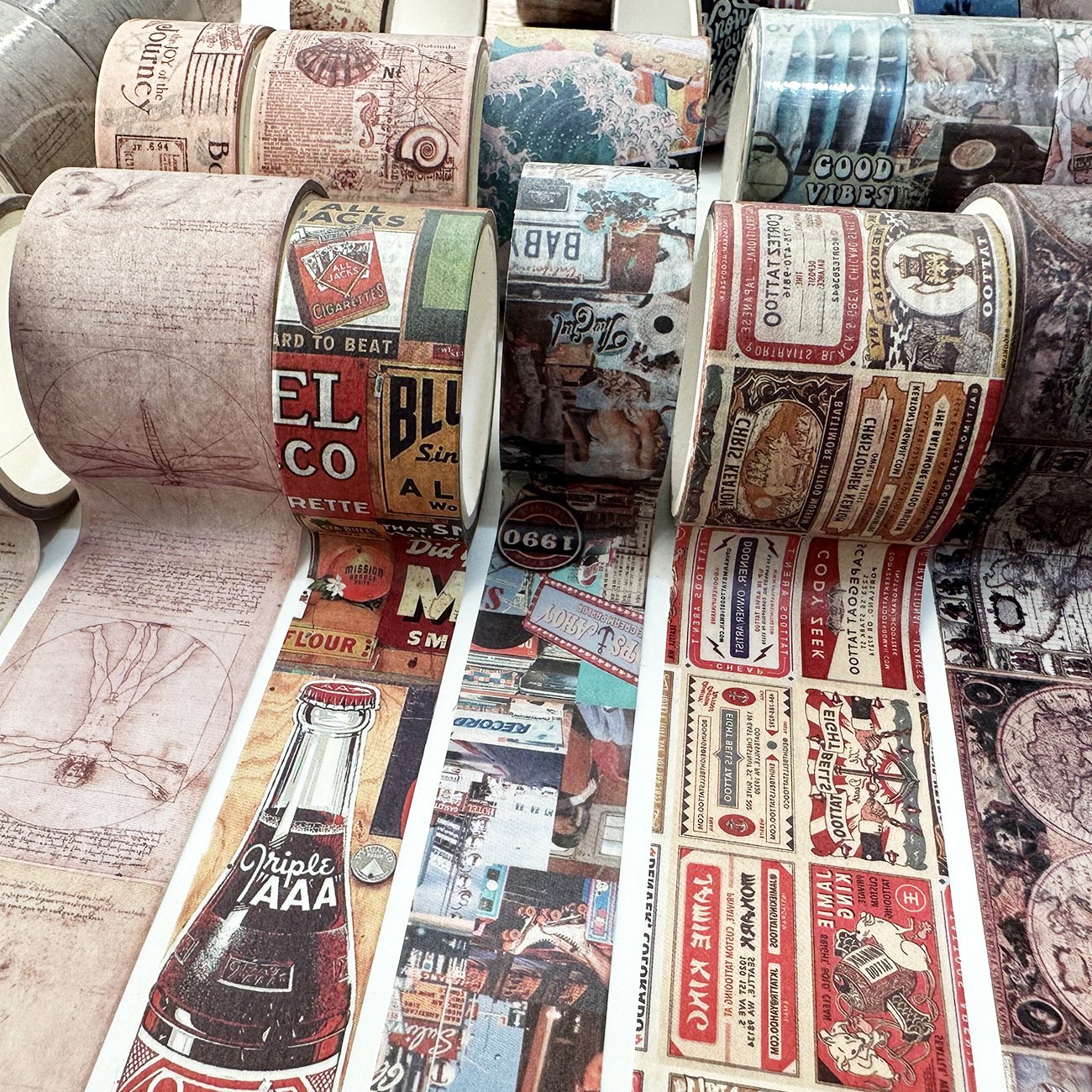 Cute retro style and paper tape creative hand account DIY decorative washi tape material tape sticker 4 rolls