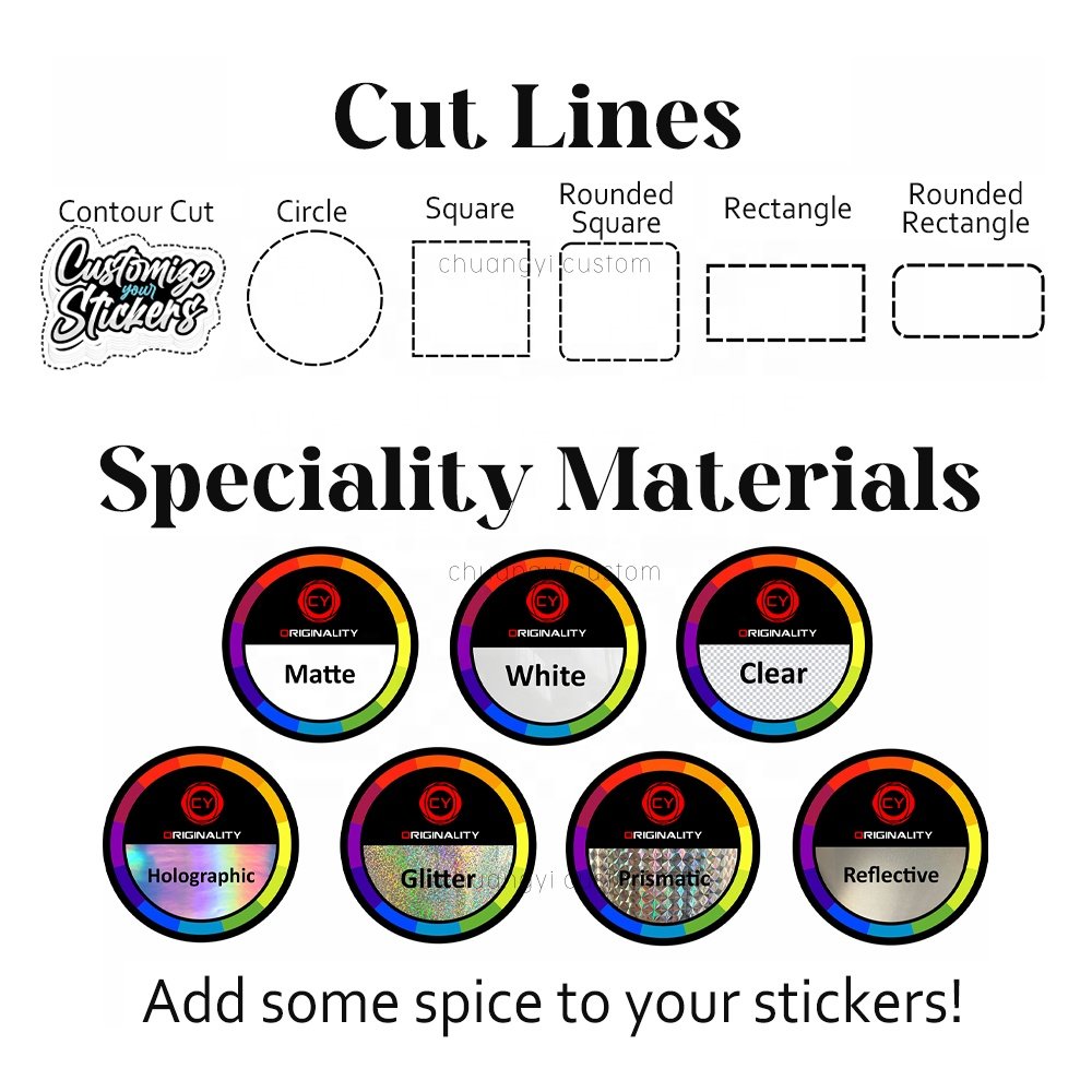 Sun-Resistant Personalized Logo PVC Vinyl Sticker UV Printing Waterproof Custom Decal Cartoon Individual Die Cut Packaging Label