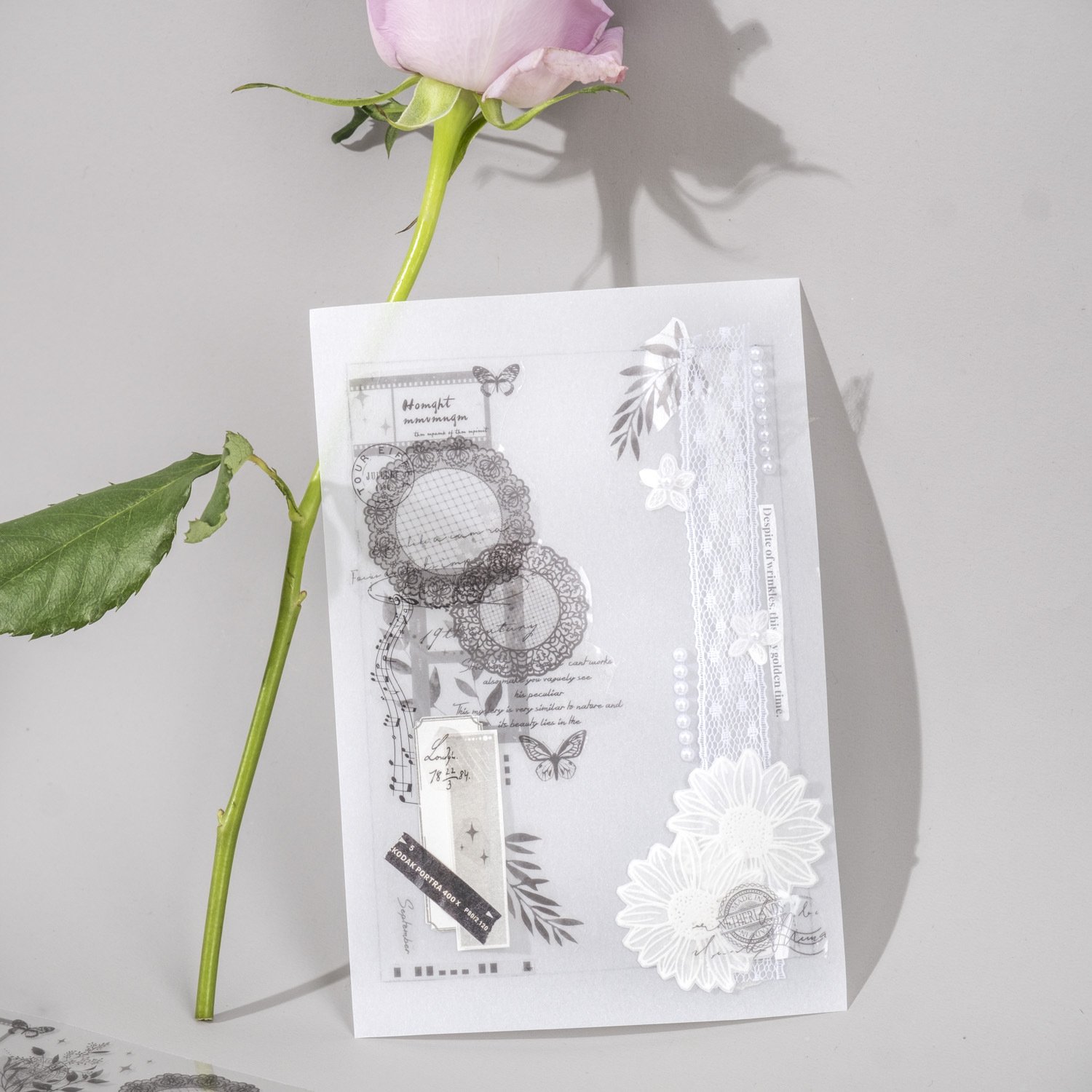 2M/Roll Tape Flower Lace Series Lace Collage Handbook DIY Decorative Circular Stickers
