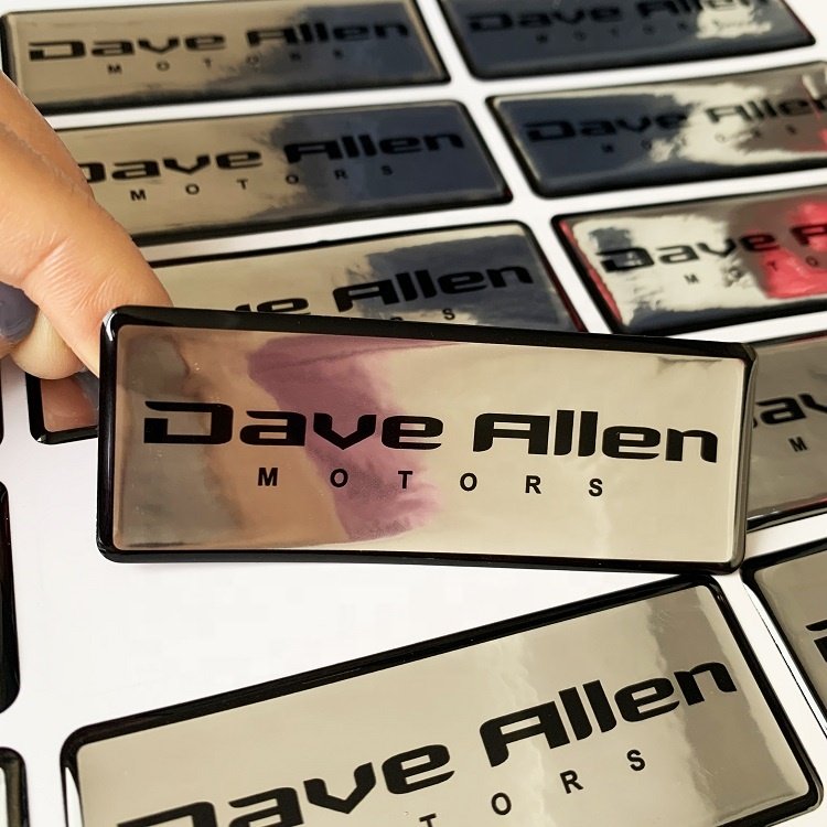 Strong Adhesive Custom 3D Dome silicon Gel Sticker Sheet Clear Epoxy Stickers With Silver Background For vehicles