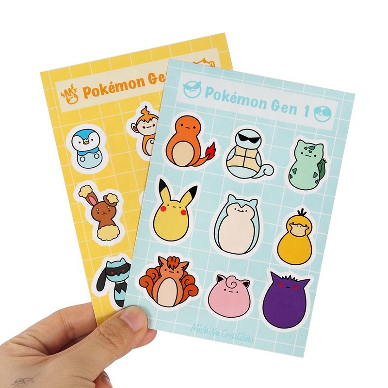 Personalized Waterproof Adhesive Vinyl Label Logo Cartoon Kiss Cut sticker Paper Customized Printing Die Cut sticker Sheet