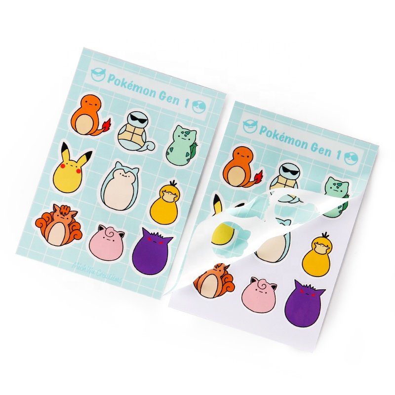 Personalized Waterproof Adhesive Vinyl Label Logo Cartoon Kiss Cut sticker Paper Customized Printing Die Cut sticker Sheet