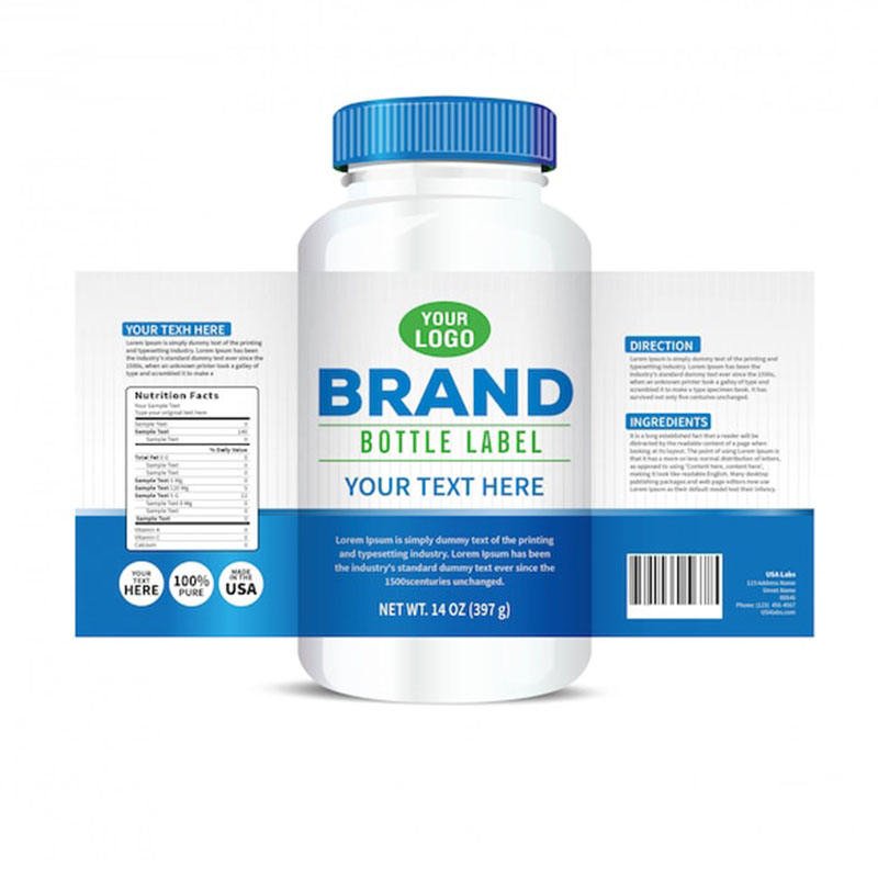 Factory wholesale custom printing health care products label medicine pill bottle label