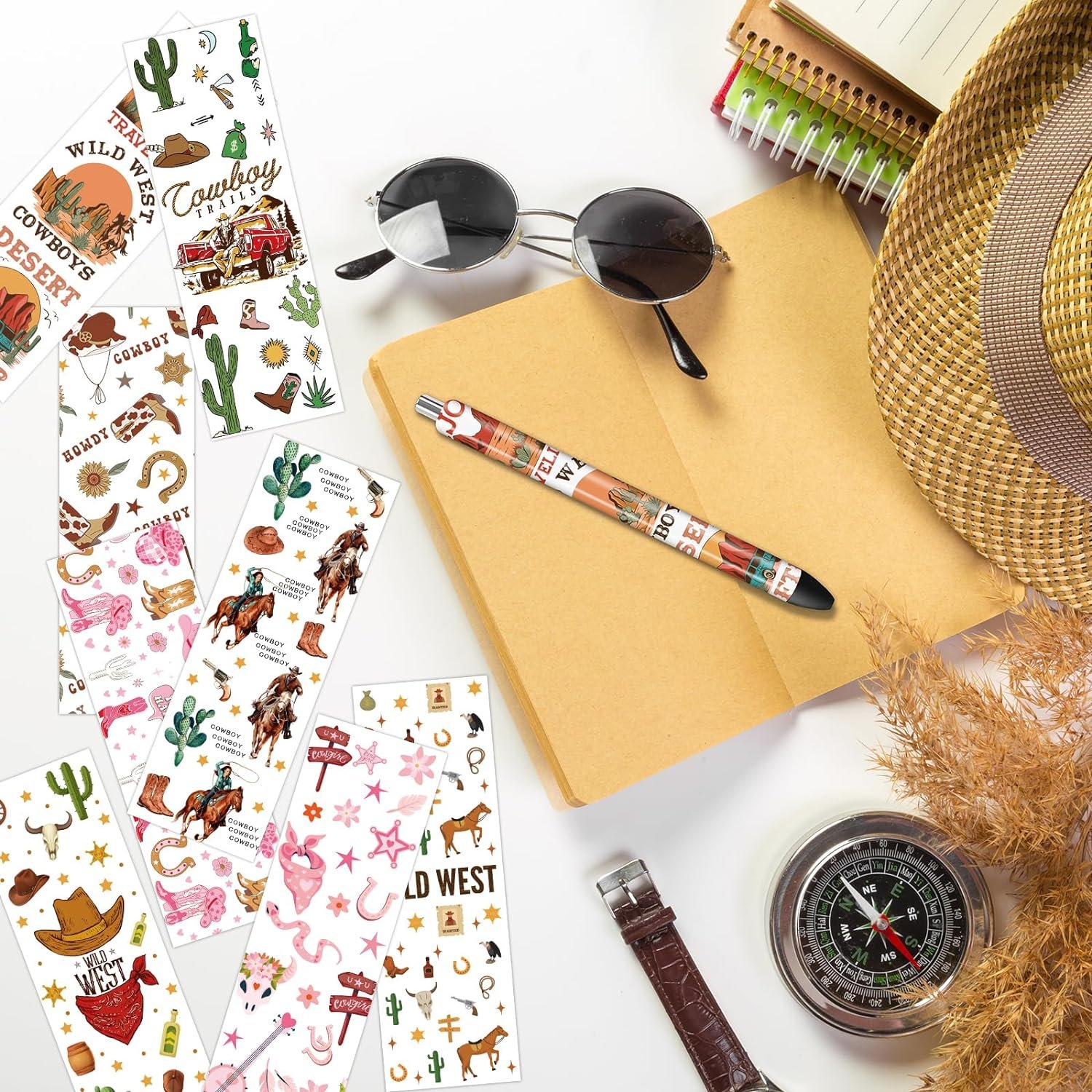 UV DTF Pen Wrap Western Cowboy Wraps Horse Stickers for Pen Cactus UV DTF Decals Waterproof UV DTF Transfer Stickers for DIY Pen