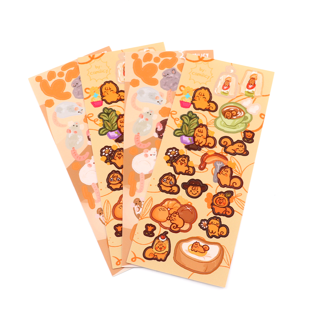 Custom PVC Self Adhesive Vinyl Waterproof Kiss Cut Printing Cute Deco Sticker Sheet