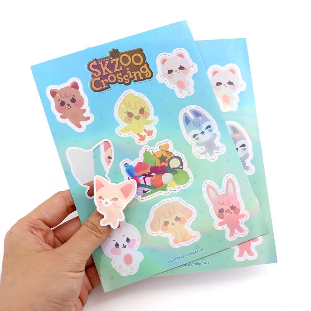 Custom PVC Self Adhesive Vinyl Waterproof Kiss Cut Printing Cute Deco Sticker Sheet