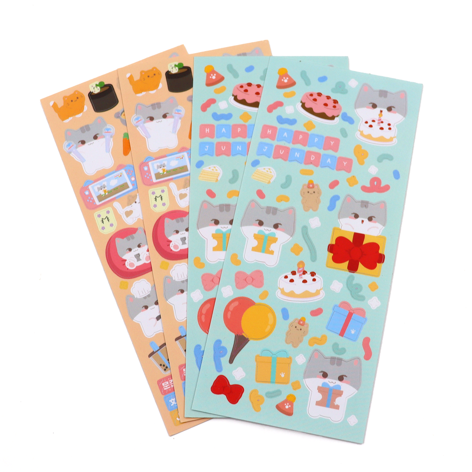 Custom PVC Self Adhesive Vinyl Waterproof Kiss Cut Printing Cute Deco Sticker Sheet