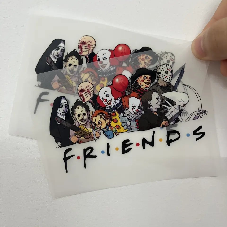 Factory custom wholesale plastisol heat transfers designs logo heat press sticker dtf transfers halloween for t shirts