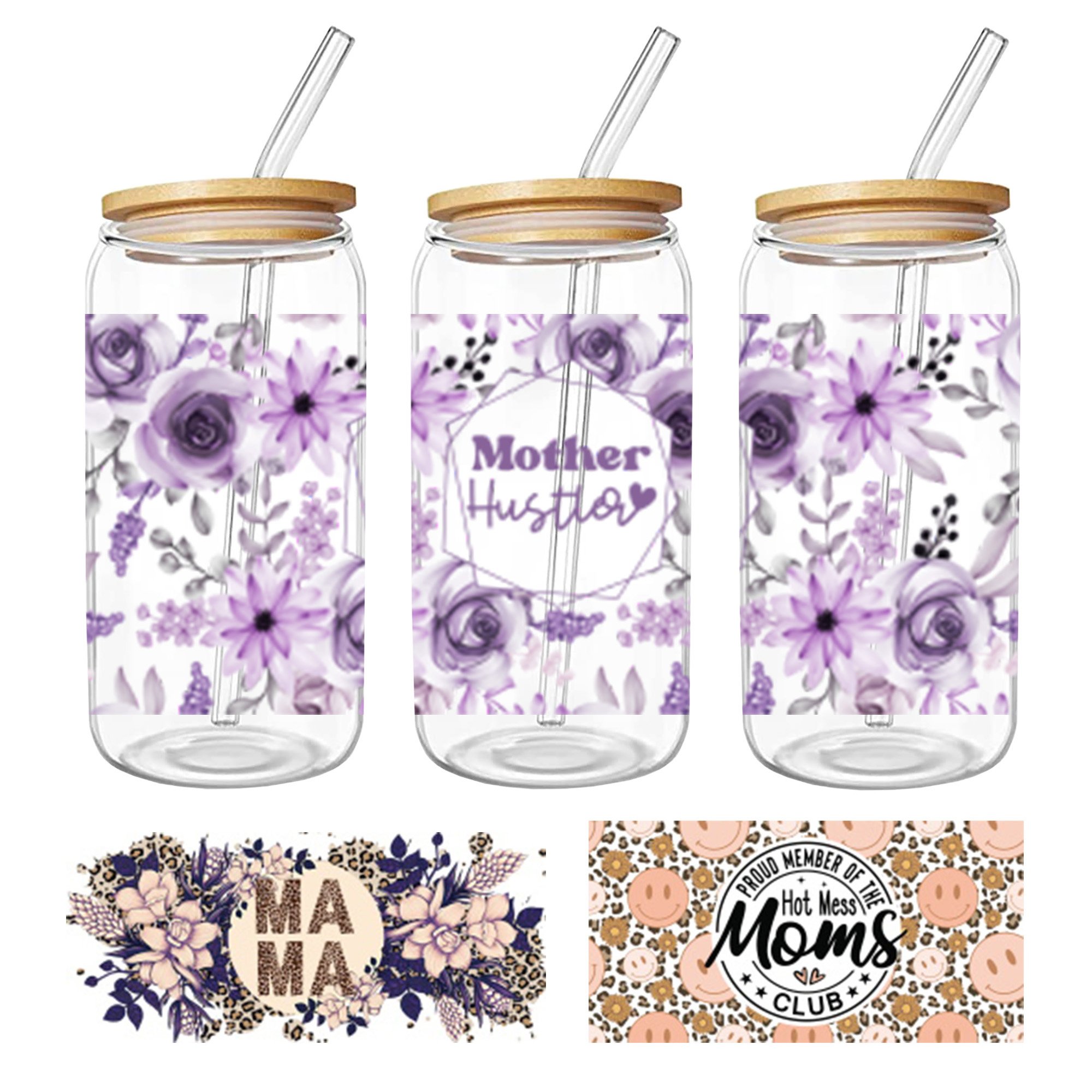 Wholesale 10000+ Design Ready To Transfer DIY UVDTF Sticker 16 20 24 Oz UV DTF Cup Wraps For 16oz 24oz Glass Can 20oz Tumbler