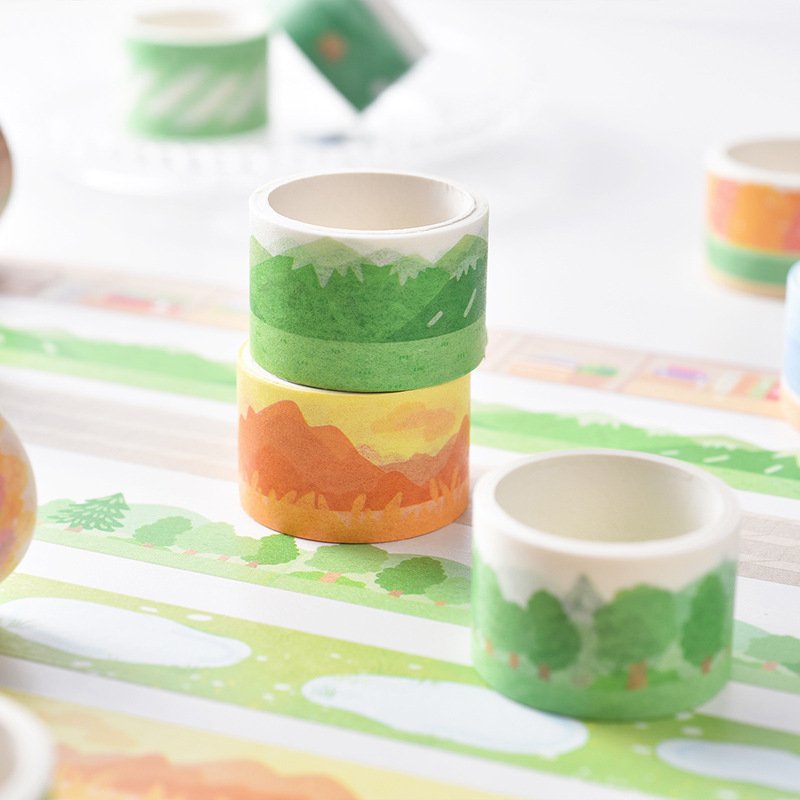 cute decoration landscaping sticker creative manual account DIY and paper washi tape flower and plant landscape stickers 4 roll