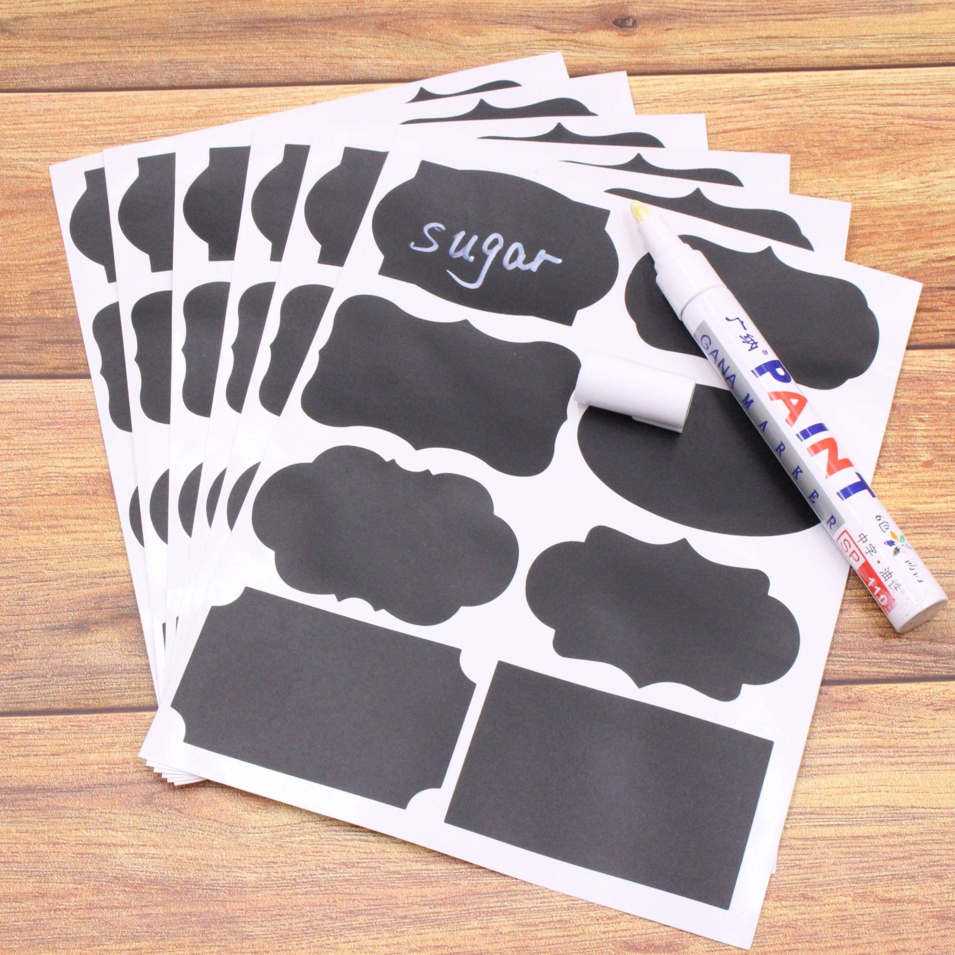 48Pcs/Set Waterproof Chalkboard Kitchen Spice Label Stickers Home Jars Bottles Tags Blackboard Labels Stickers