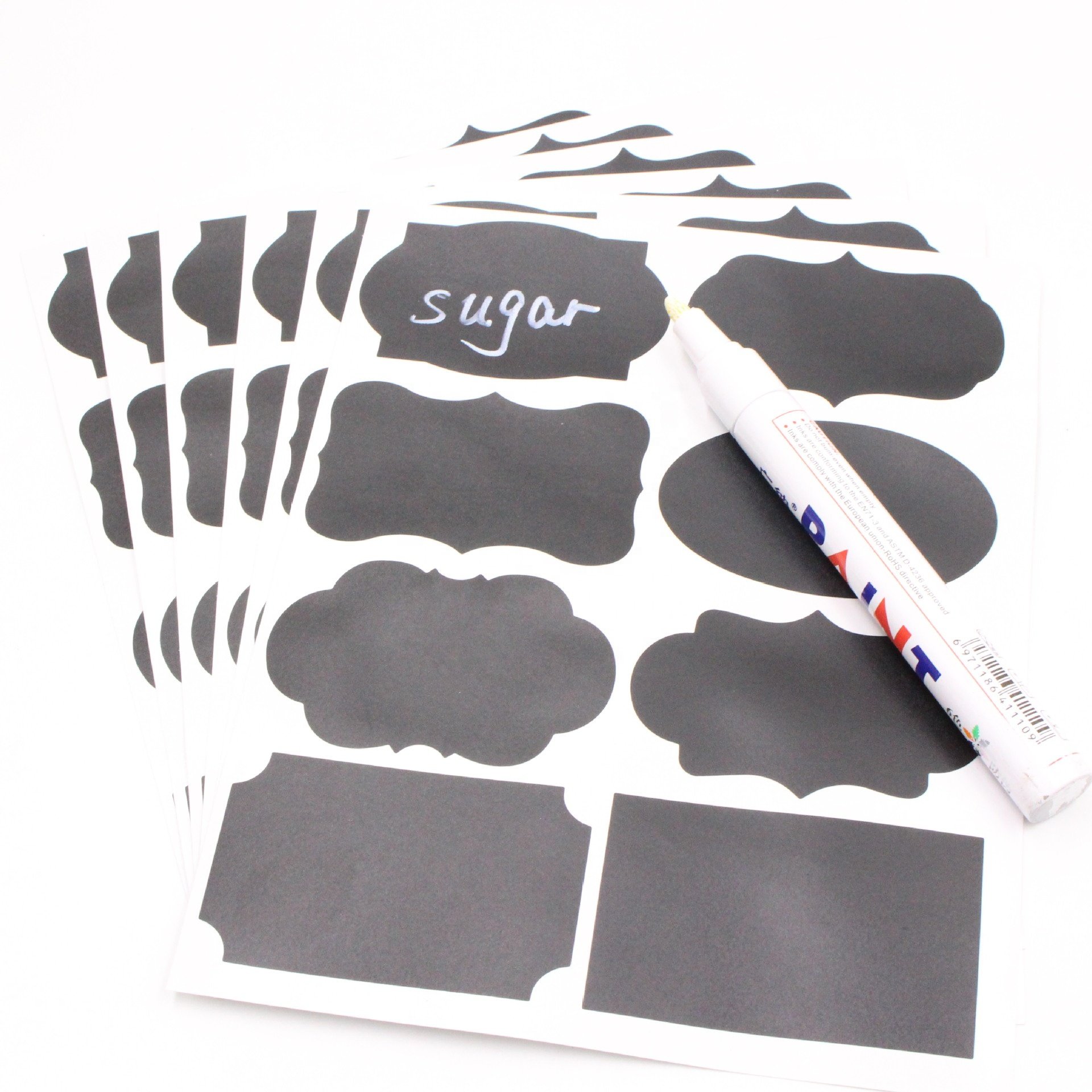 48Pcs/Set Waterproof Chalkboard Kitchen Spice Label Stickers Home Jars Bottles Tags Blackboard Labels Stickers