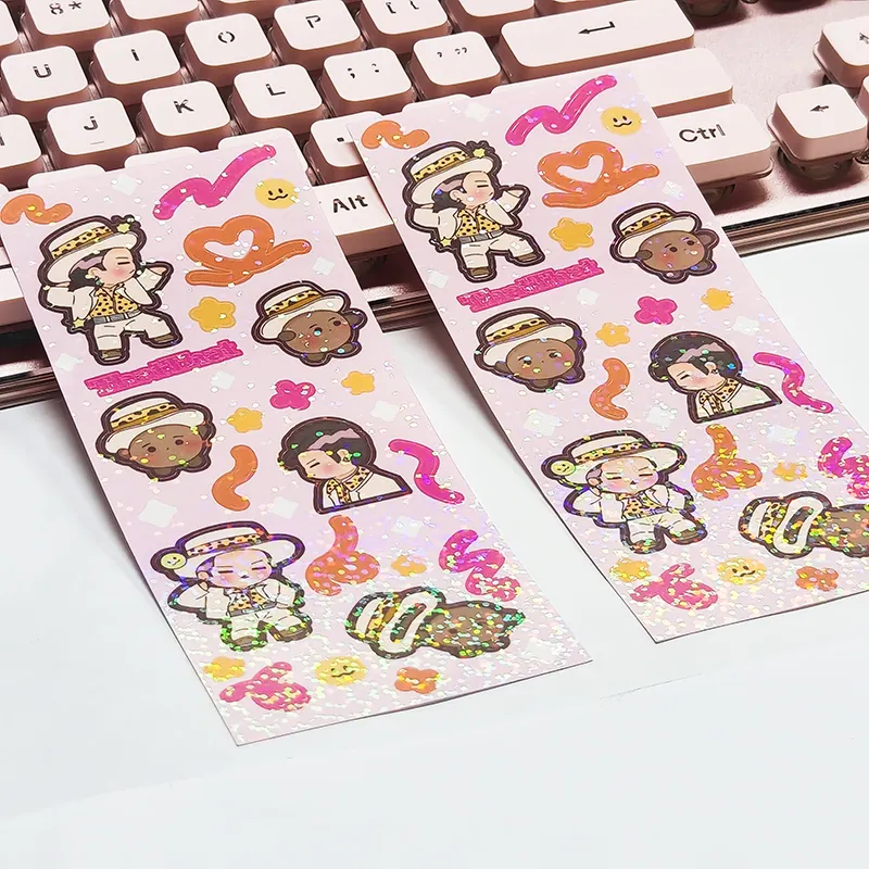 Hot sale custom waterproof kiss cut a5 a6 decorative paper sticker sheet printing