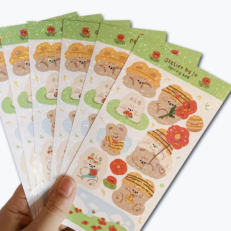 Hot sale custom waterproof kiss cut a5 a6 decorative paper sticker sheet printing