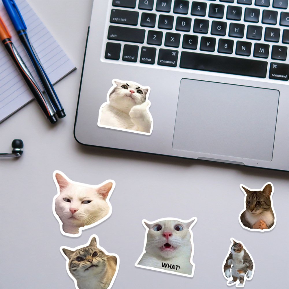 50pcs Popular Cartoon Funny Cat Hand Ledger Stickers Personality Doodle Suitcase Phone Case Guitar Skateboard