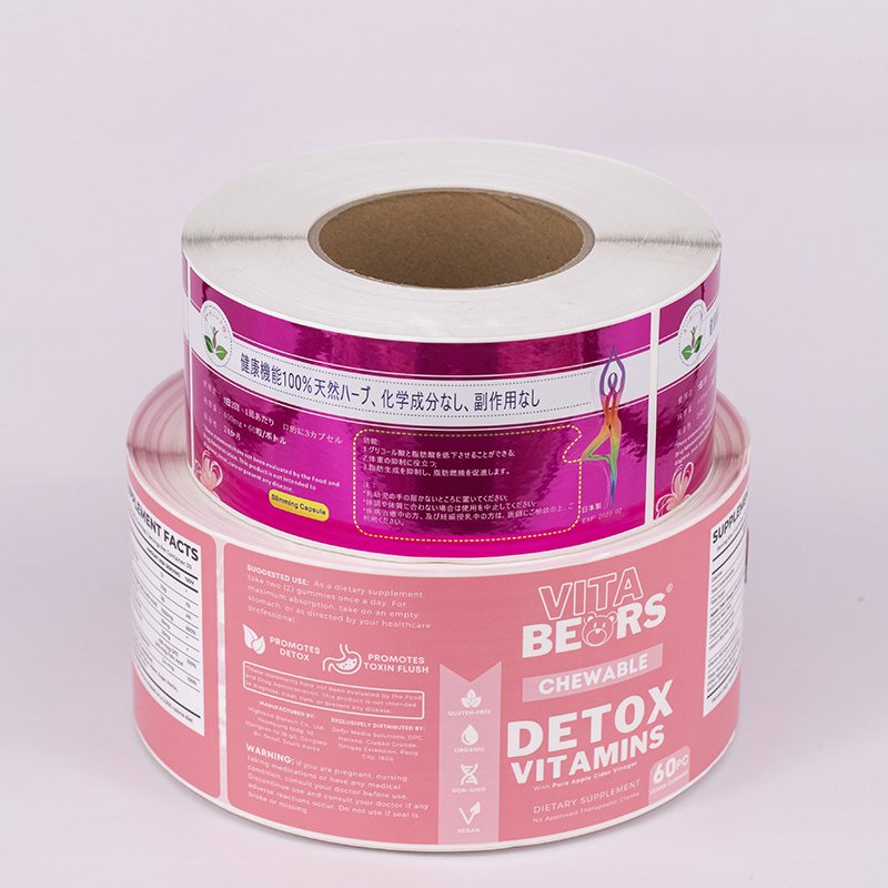 custom health nutraceuticals bottle label printing roll pantone color printing label for plastic bottles