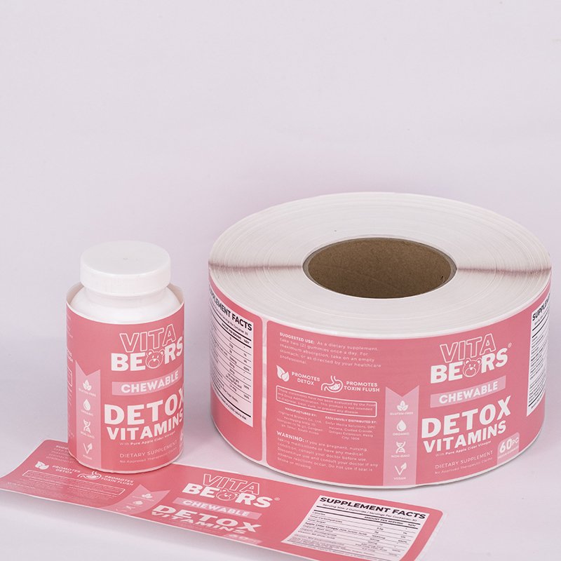 custom health nutraceuticals bottle label printing roll pantone color printing label for plastic bottles